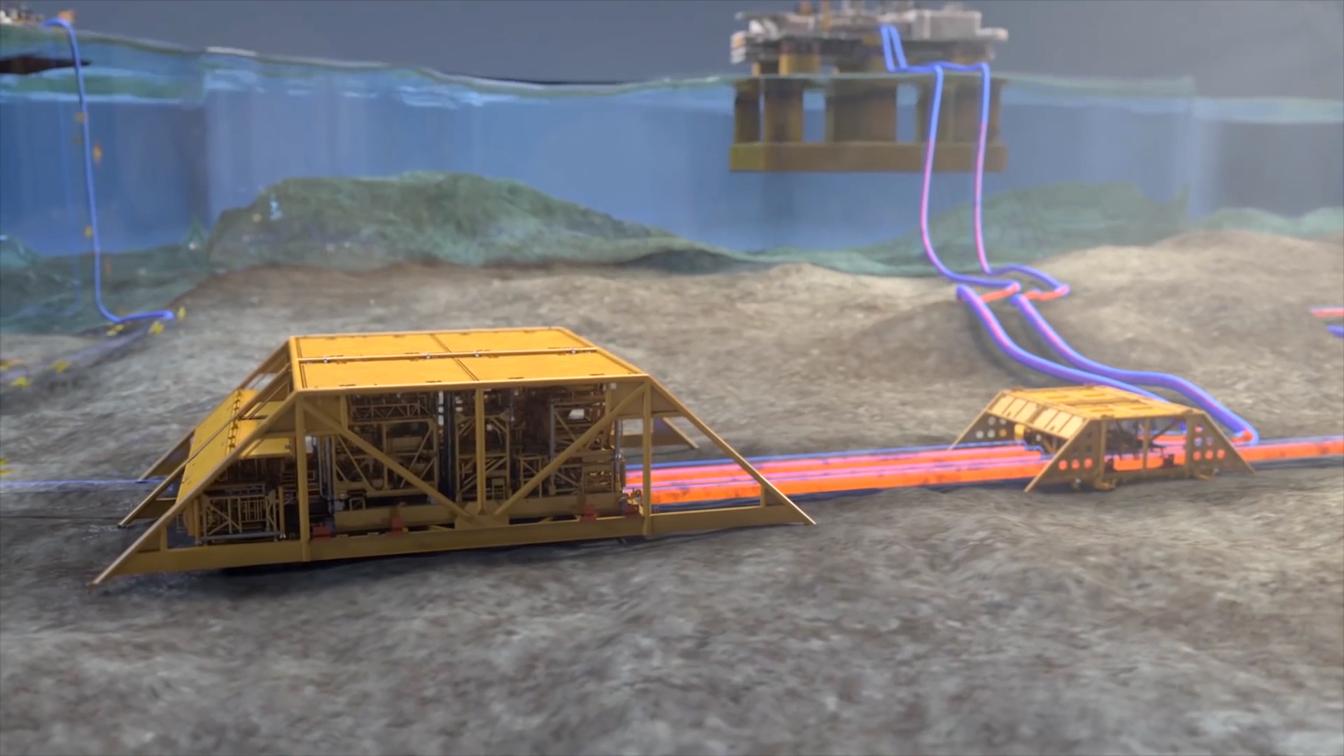 海底天然气开采工程3D动画
